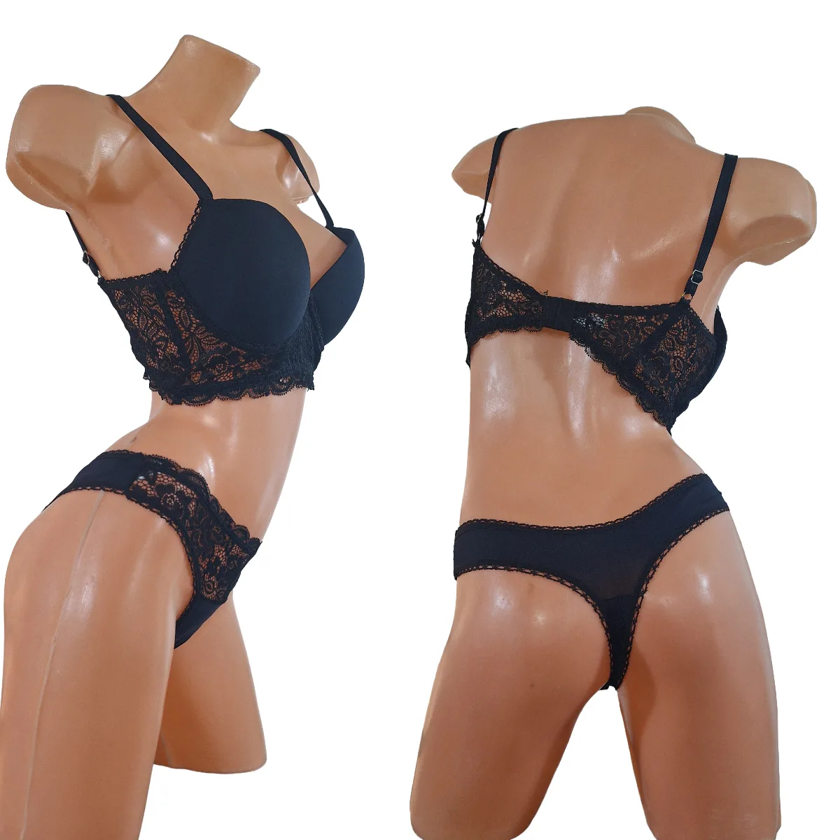 Conjunto Lenceria de Puntilla y Push UP (Art 5100) Talle 85 al 100: imagen 8