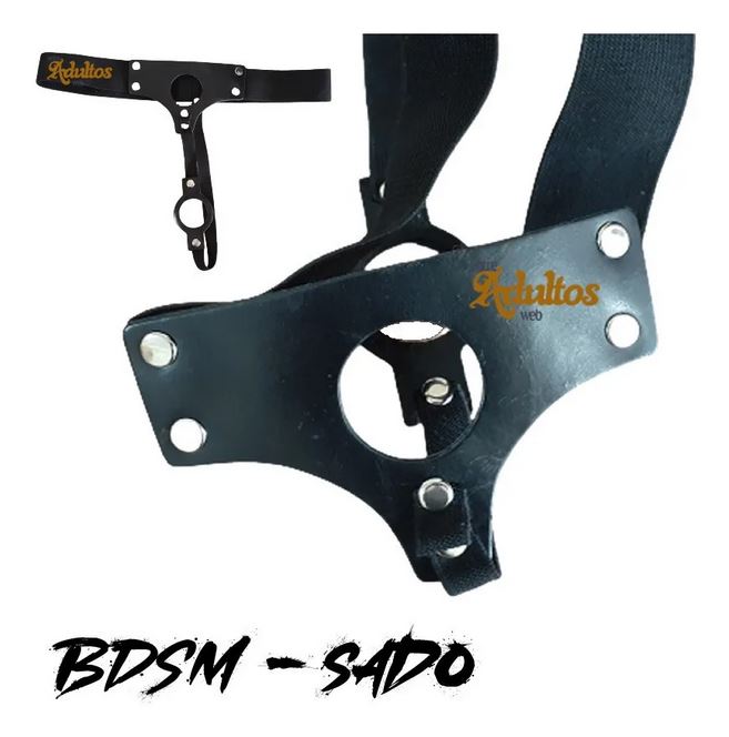 Arnés Doble Strap On de Cuero para Cambio de Roles - Imagen 4