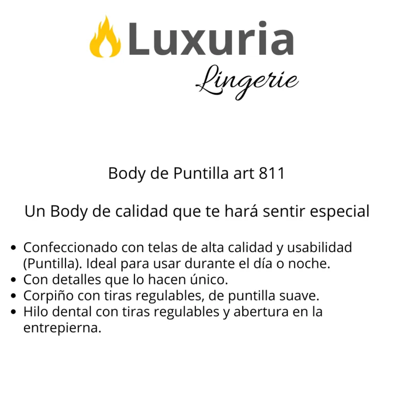 Body Emilly Encaje Entrepierna Abierta (art 811) Talle 90 al 110